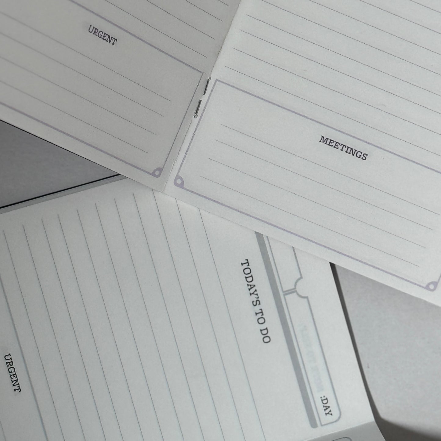 Inside of our To-do List pocket notebook showcasing the details of Meetings, Today's to dos and Urgent sections | Nalmei