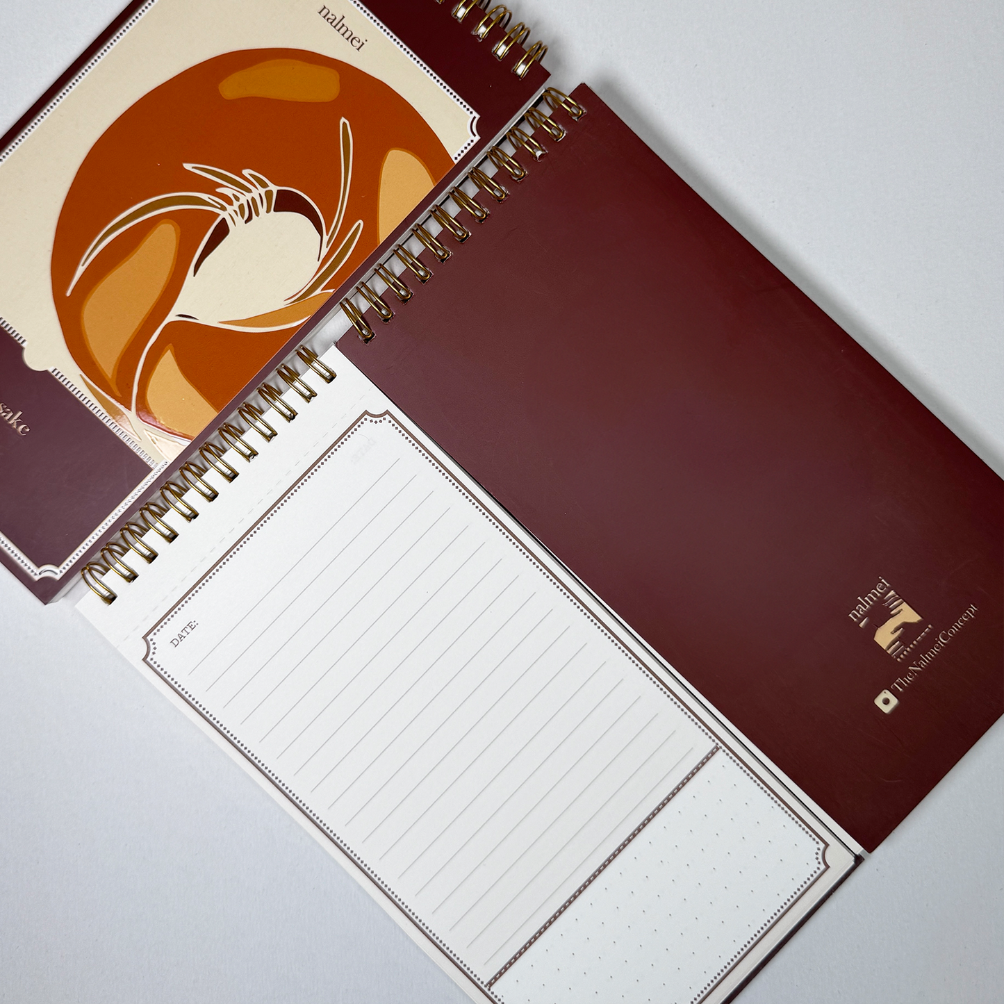 Brown tear away notepads showing inside, front and back | Nalmei