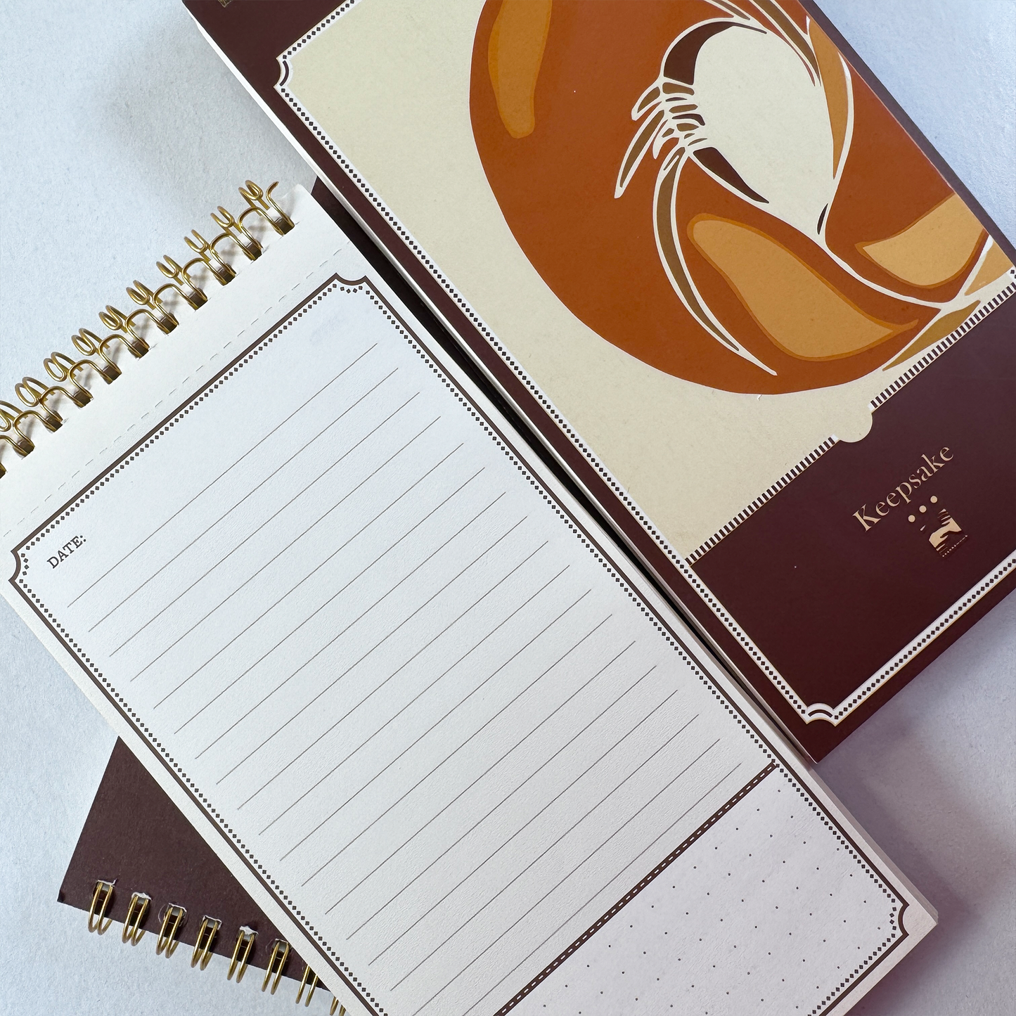 Brown tear away notepads showing inside and front| Nalmei