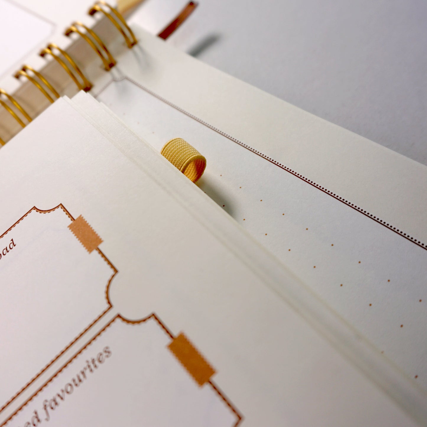 Insides of the beige Quotes Journal showing the pen loop| Nalmei