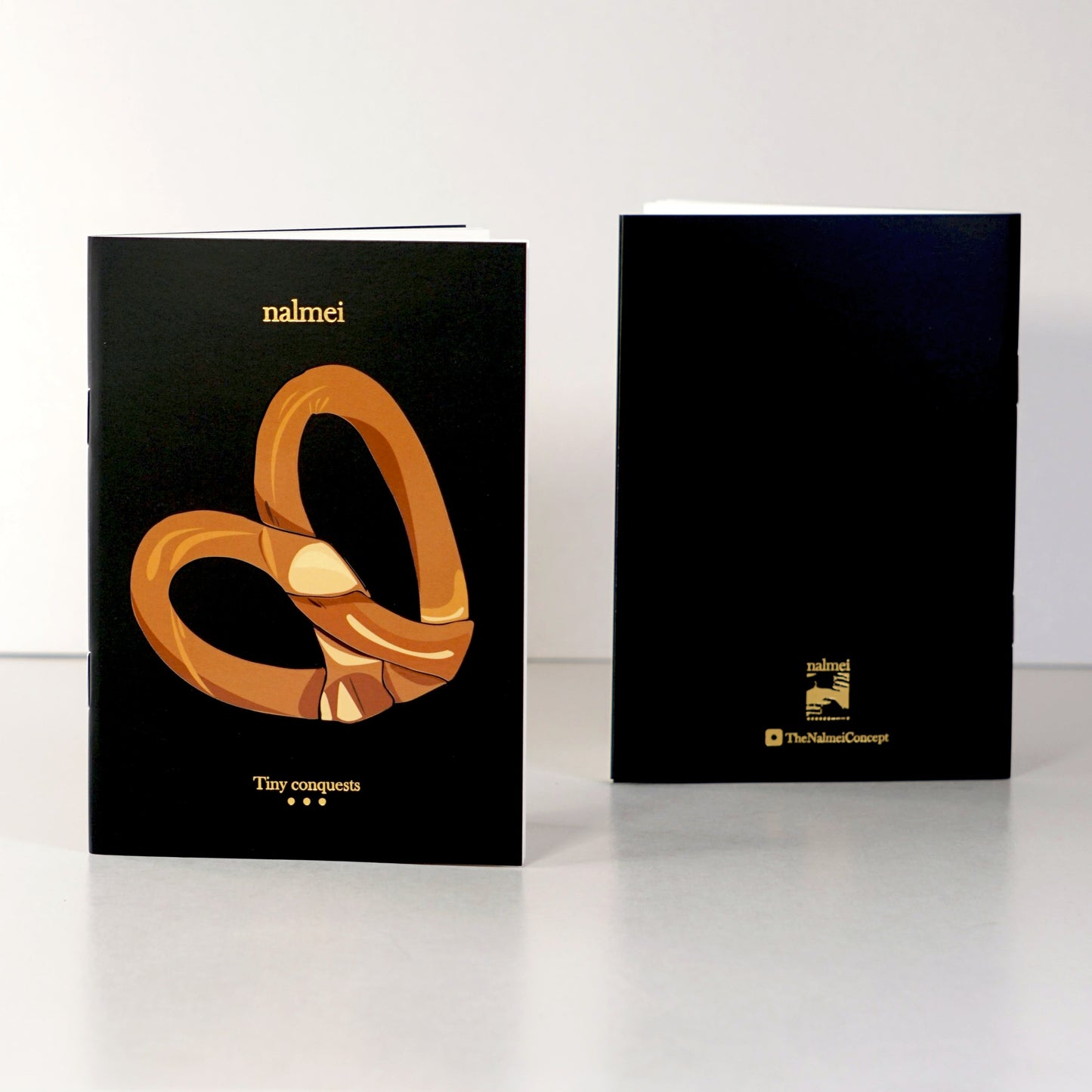 Black Pretzel To-do List notebook showcasing the gold foiling work - front and back | Nalmei