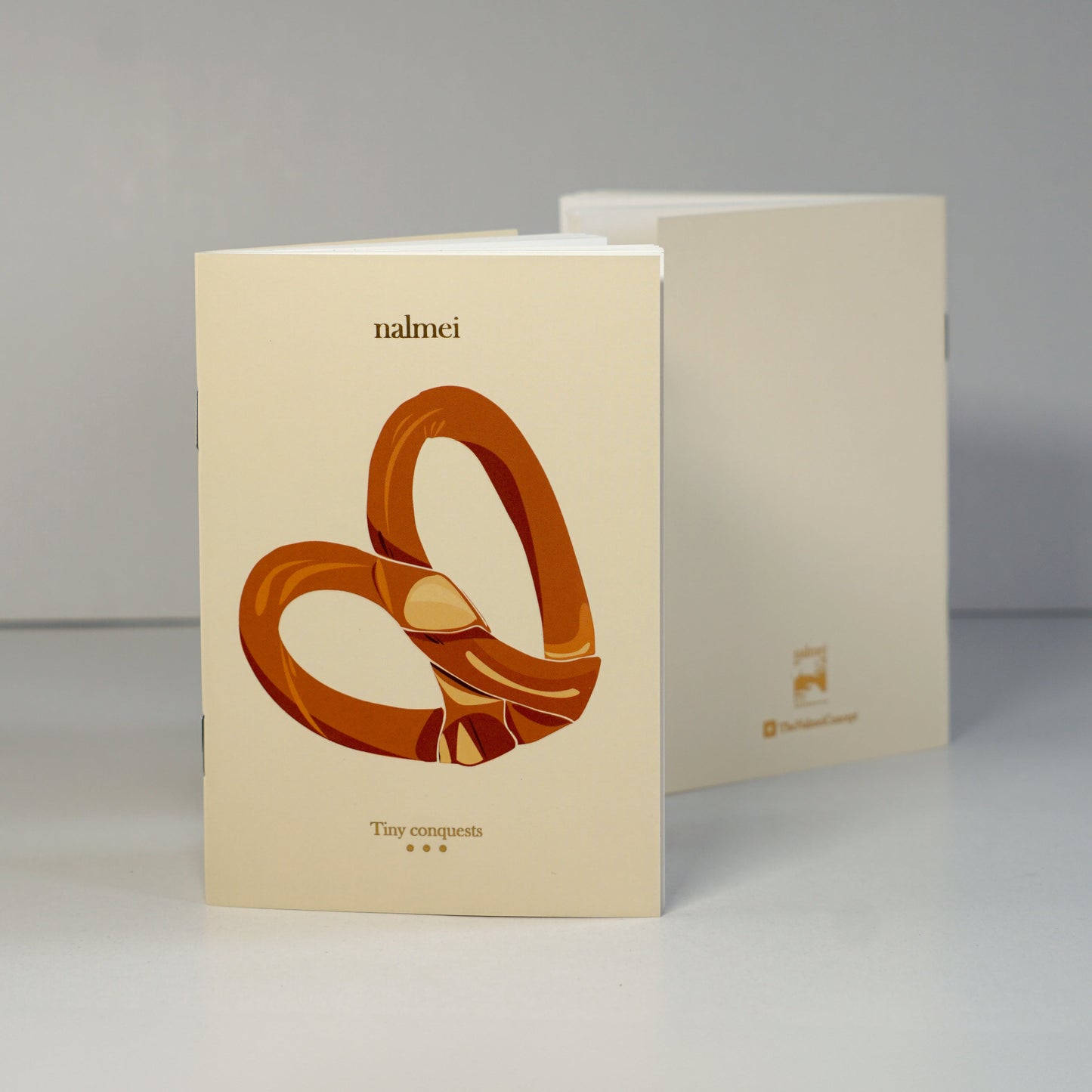 Beige pretzel To-do List notebook showcasing the gold foiling work - front and back | Nalmei