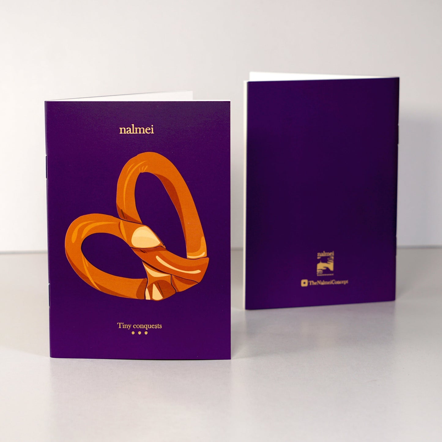 Purple pretzel To-do List notebook showcasing the gold foiling work - front and back | Nalmei