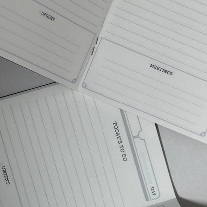 Inside of our To-do List pocket notebook showcasing the details of Meetings, Today's to dos and Urgent sections | Nalmei
