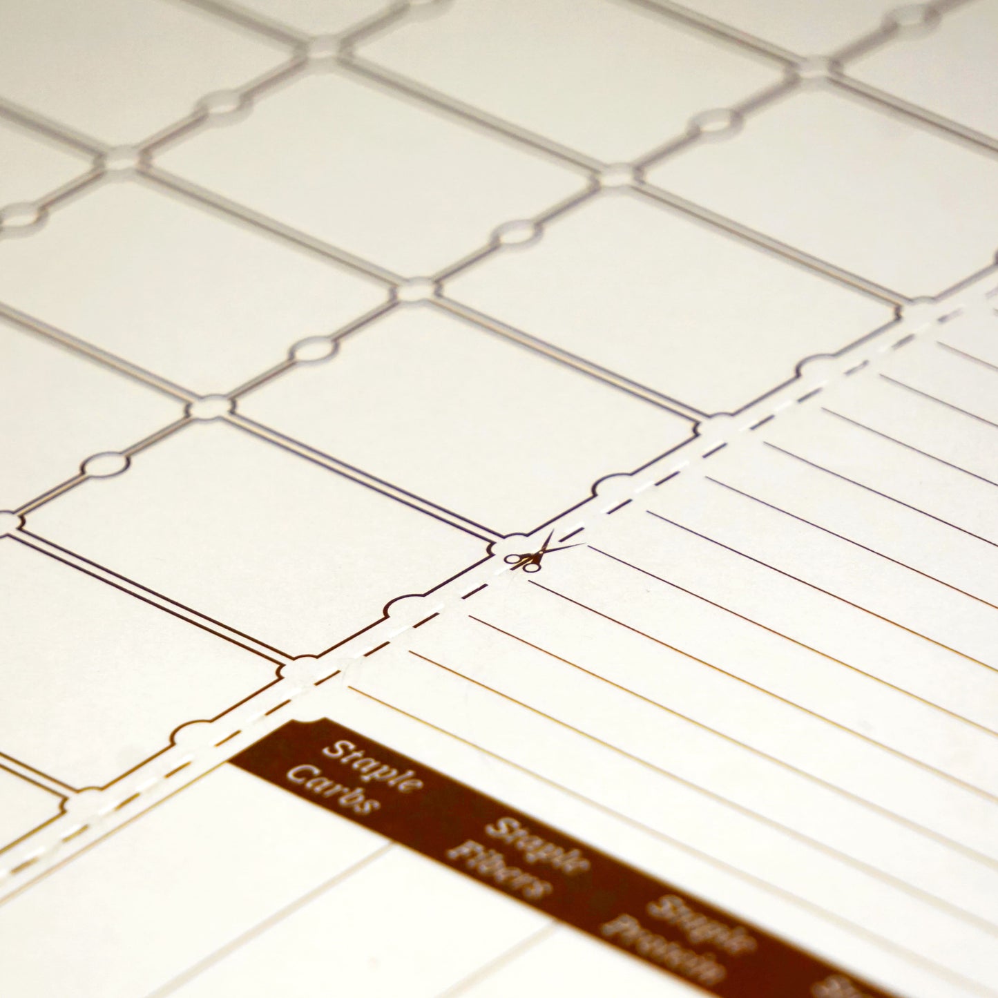 A Close up of Meal Planner's Perforated lines for Sopping list | Nalmei