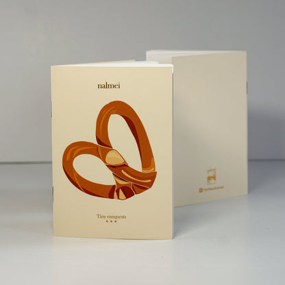 Beige pretzel To-do List notebook showcasing the gold foiling work - front and back | Nalmei