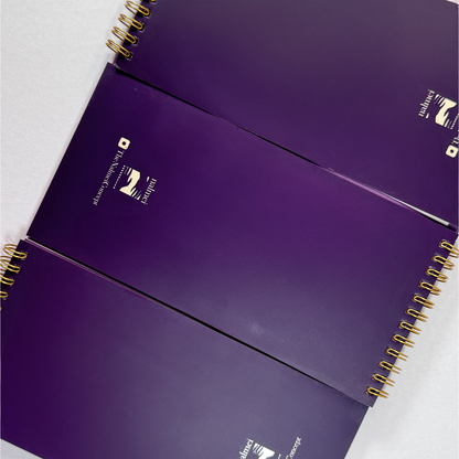 An aesthetic picture of Purple Tear Away Notepad showing the back of the book | Nalmei