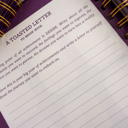 Insides of the purple Quotes Journal showing a page of 'a toasted letter to begin with' | Nalmei