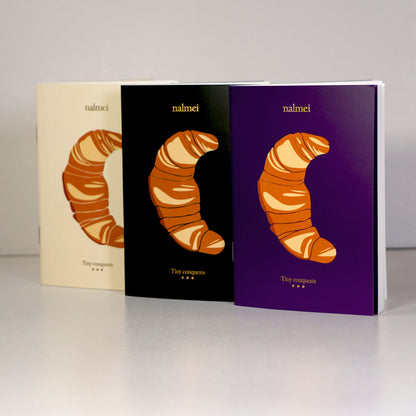 A set of 3 Croissant To-do List notebooks showcasing the gold foiling work on the front | Nalmei